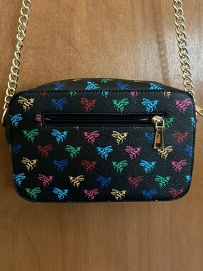 American Bee Purse Black Vegan Leather Crossbody Bag Gold Hardware